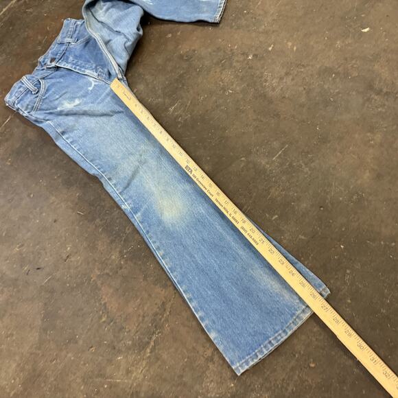 Levis Vintage 70s Orange Tab Jeans Talon Zip USA Denim Light Wash Flare Leg 12 - Picture 8 of 11